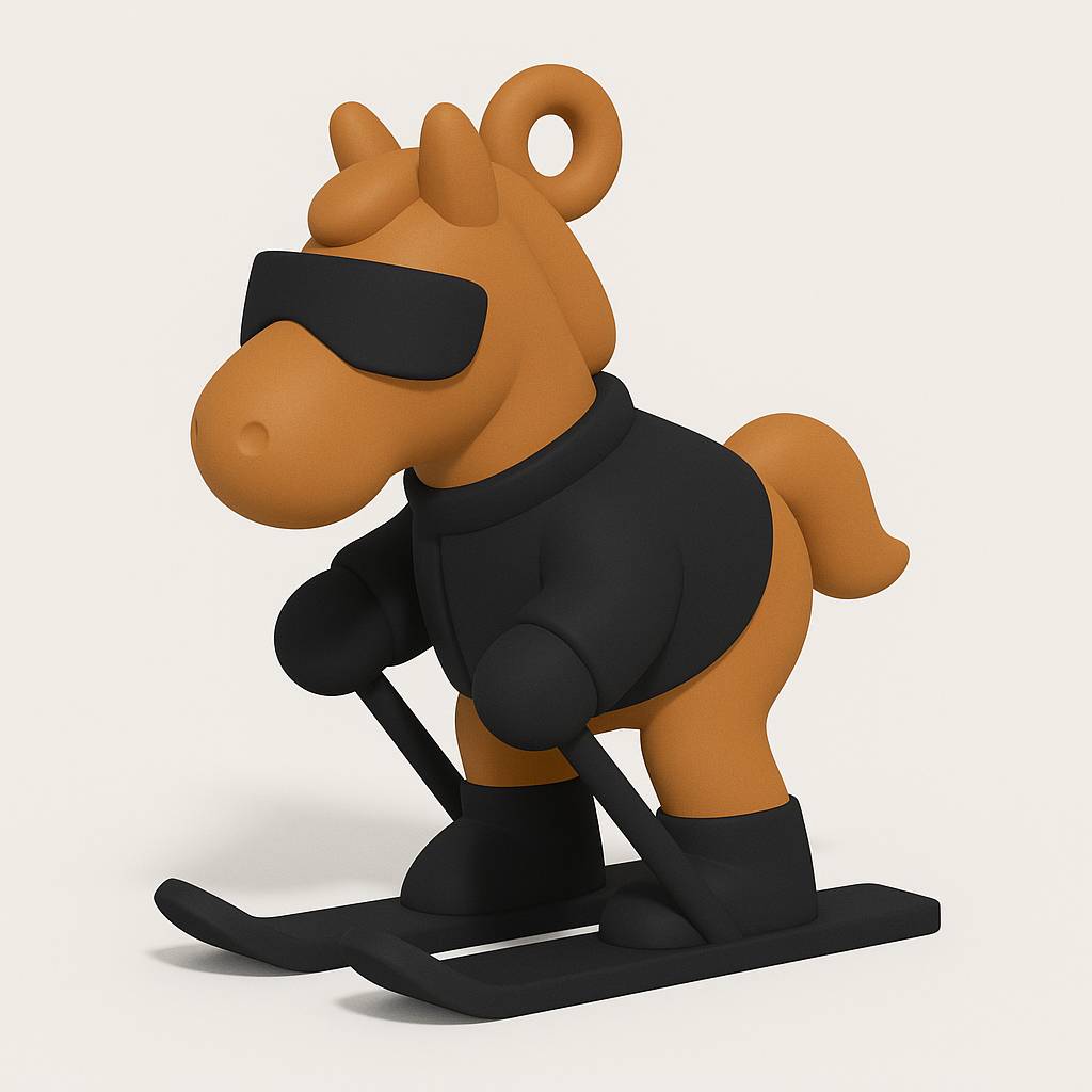 Елочная игрушка "Лошадь на лыжах"